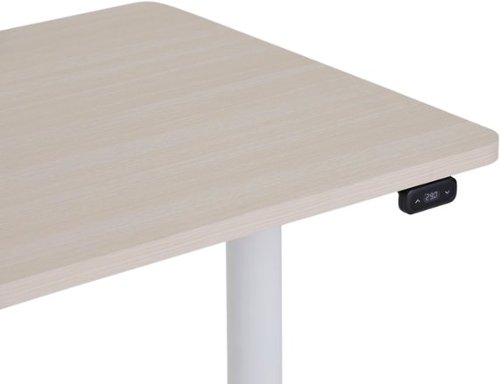 Steelcase - AMQ Sit-to-Stand Desk - White Base Light Oak Top