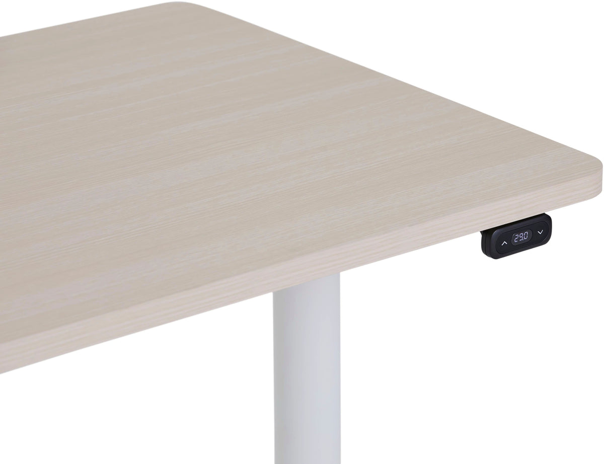 Steelcase - AMQ Sit-to-Stand Desk - White Base Light Oak Top