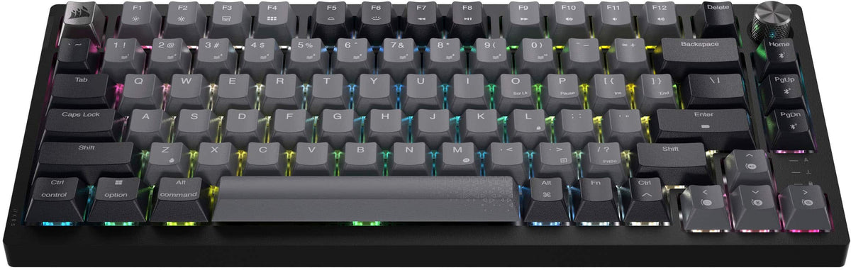 CORSAIR - K65 PLUS RGB 75% Wireless Mechanical Pre-Lubricated MLX Red Linear Switch Gaming Keyboard with Hot-Swappable Switches - Black/Gray