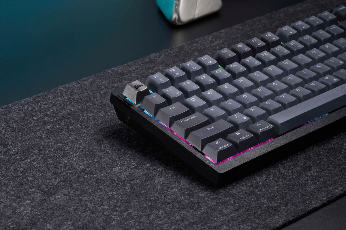 CORSAIR - K65 PLUS RGB 75% Wireless Mechanical Pre-Lubricated MLX Red Linear Switch Gaming Keyboard with Hot-Swappable Switches - Black/Gray