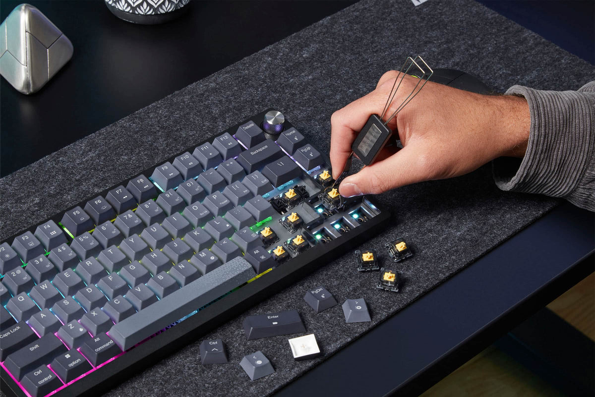 CORSAIR - K65 PLUS RGB 75% Wireless Mechanical Pre-Lubricated MLX Red Linear Switch Gaming Keyboard with Hot-Swappable Switches - Black/Gray