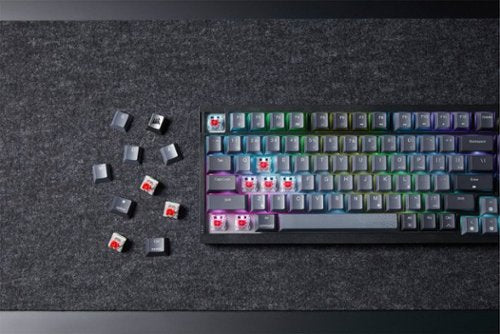 CORSAIR - K65 PLUS RGB 75% Wireless Mechanical Pre-Lubricated MLX Red Linear Switch Gaming Keyboard with Hot-Swappable Switches - Black/Gray