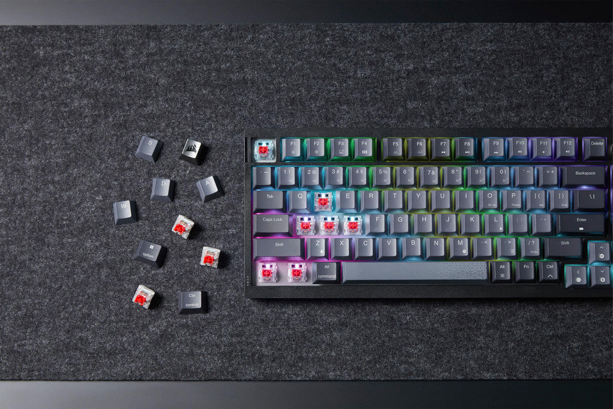 CORSAIR - K65 PLUS RGB 75% Wireless Mechanical Pre-Lubricated MLX Red Linear Switch Gaming Keyboard with Hot-Swappable Switches - Black/Gray