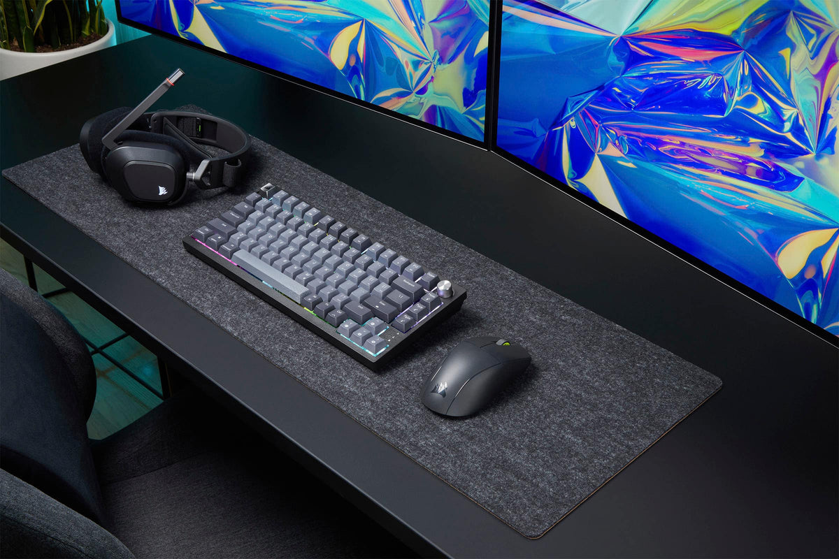 CORSAIR - K65 PLUS RGB 75% Wireless Mechanical Pre-Lubricated MLX Red Linear Switch Gaming Keyboard with Hot-Swappable Switches - Black/Gray