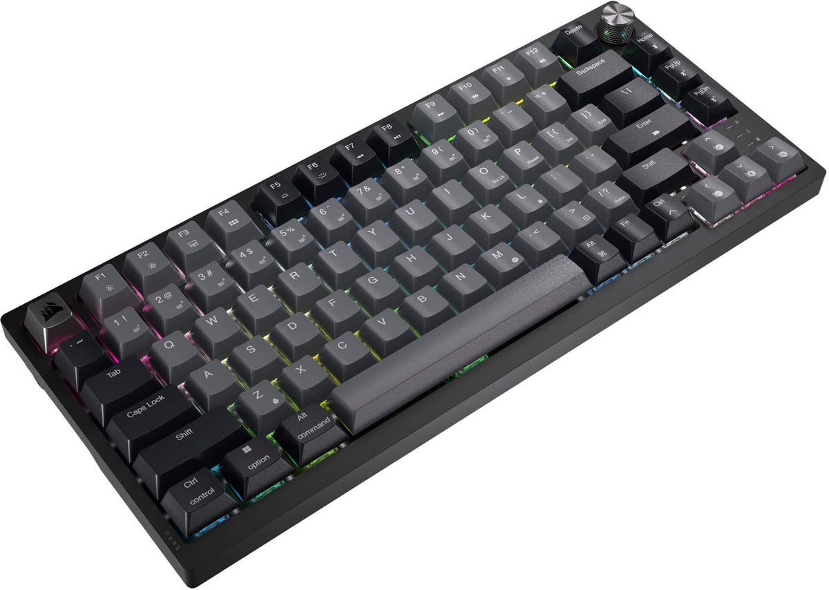 CORSAIR - K65 PLUS RGB 75% Wireless Mechanical Pre-Lubricated MLX Red Linear Switch Gaming Keyboard with Hot-Swappable Switches - Black/Gray