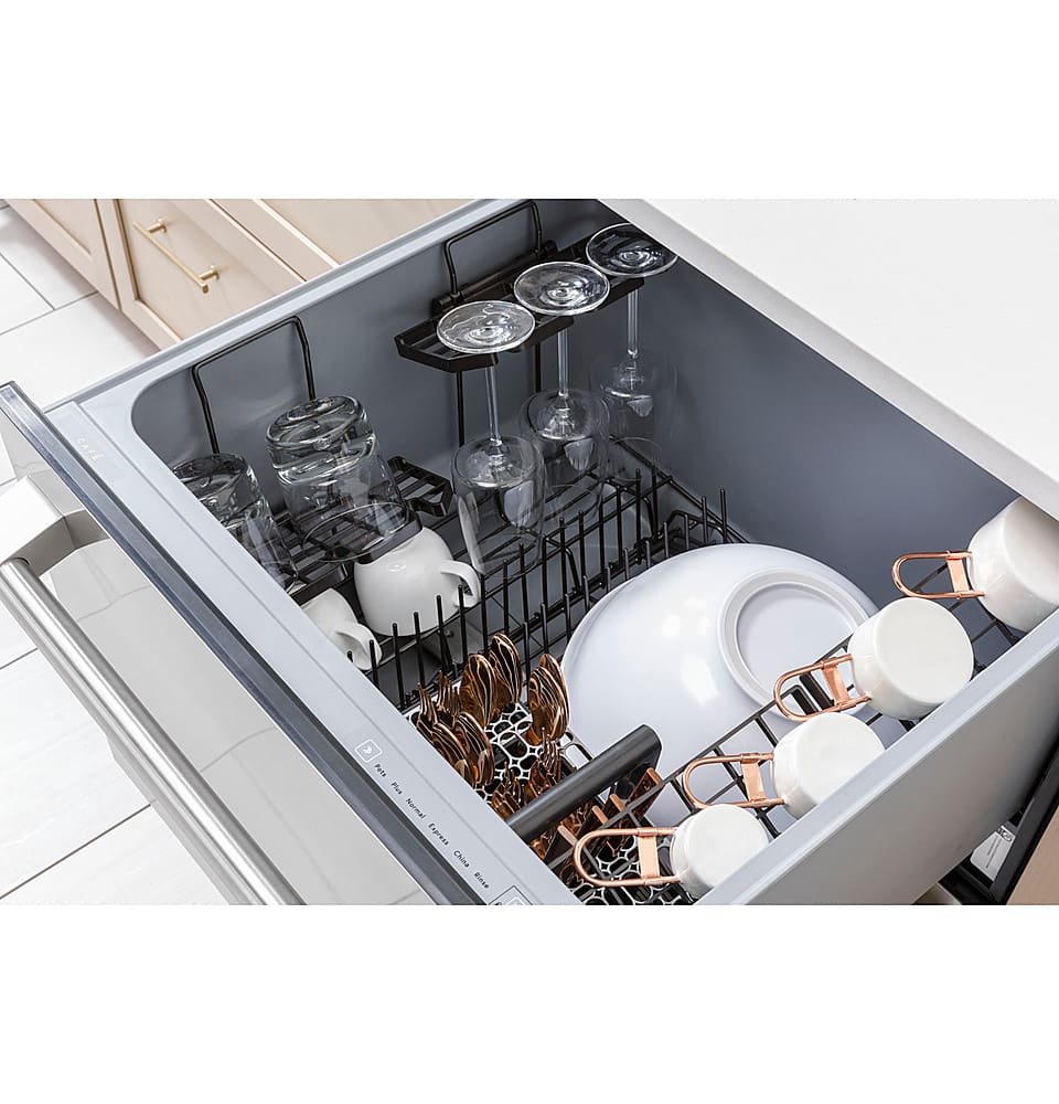Café - Energy Star Certified Smart Single Drawer Dishwasher with 6 Wash Cycles, Water Leak Sensor, and Knock to Pause Feature - Stainless Steel
