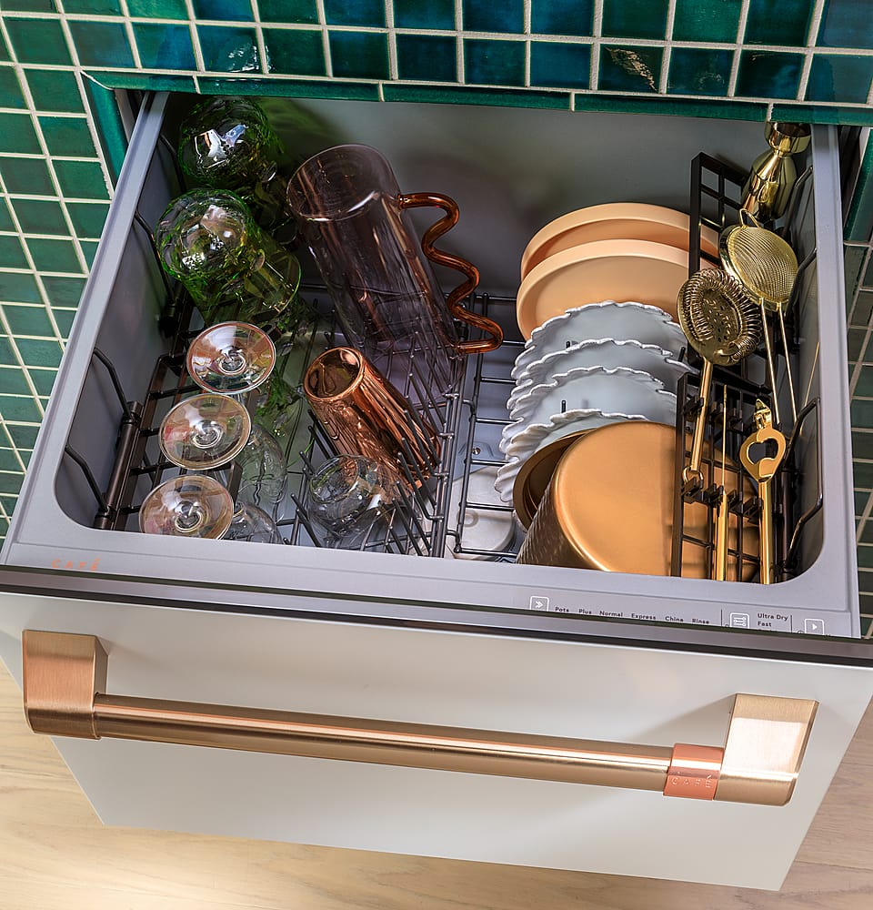 Café - Energy Star Certified Smart Single Drawer Dishwasher with 6 Wash Cycles, Water Leak Sensor, and Knock to Pause Feature - Stainless Steel