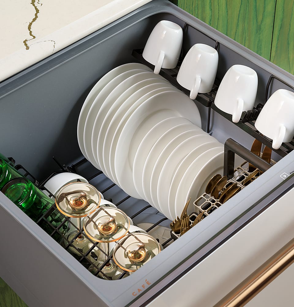 Café - Energy Star Certified Smart Single Drawer Dishwasher with 6 Wash Cycles, Water Leak Sensor, and Knock to Pause Feature - Stainless Steel