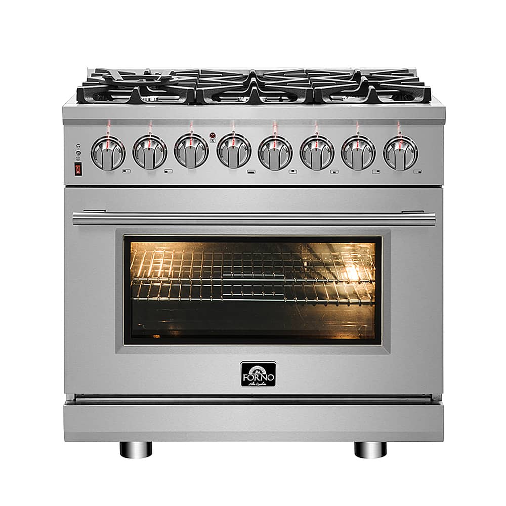 Forno Appliances - 36 in. Wide 6 Burner Massimo 5.36 Cu. Ft. Freestanding Dual Fuel Range - Stainless Steel