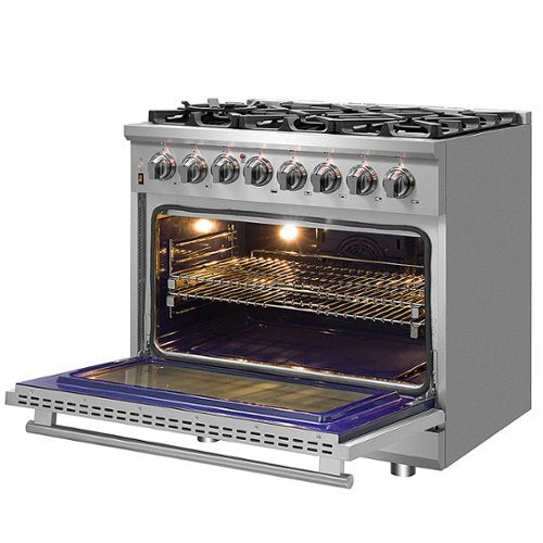 Forno Appliances - 36 in. Wide 6 Burner Massimo 5.36 Cu. Ft. Freestanding Dual Fuel Range - Stainless Steel
