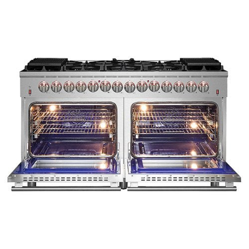 Forno Appliances - 60 in. Wide 8 Burner Massimo 8.64 Cu. Ft. Freestanding Dual Fuel Range - Stainless Steel