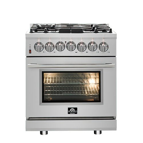 Forno Appliances - 30 in. Wide 5 Burner Massimo 4.32 Cu. Ft. Freestanding Dual Fuel Range - Stainless Steel