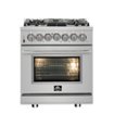 Forno Appliances - 30 in. Wide 5 Burner Massimo 4.32 Cu. Ft. Freestanding Dual Fuel Range - Stainless Steel