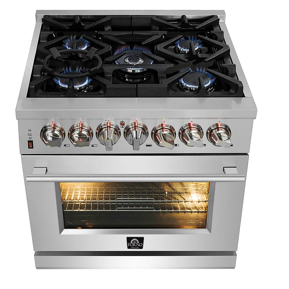 Forno Appliances - 30 in. Wide 5 Burner Massimo 4.32 Cu. Ft. Freestanding Dual Fuel Range - Stainless Steel