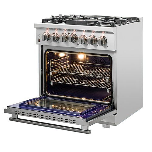 Forno Appliances - 30 in. Wide 5 Burner Massimo 4.32 Cu. Ft. Freestanding Dual Fuel Range - Stainless Steel