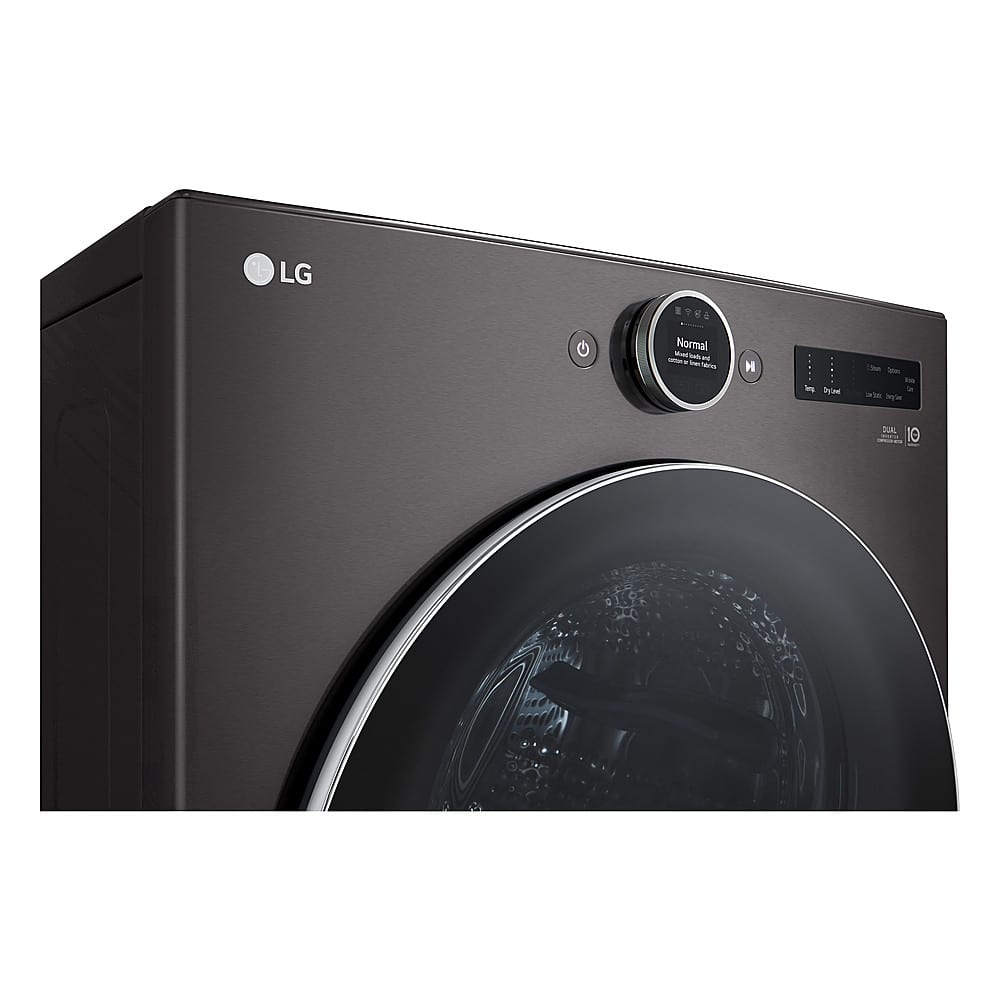 LG - 7.8 Cu. Ft. Stackable Smart Electric Dryer with Ventless Heat Pump Technology - Black Steel