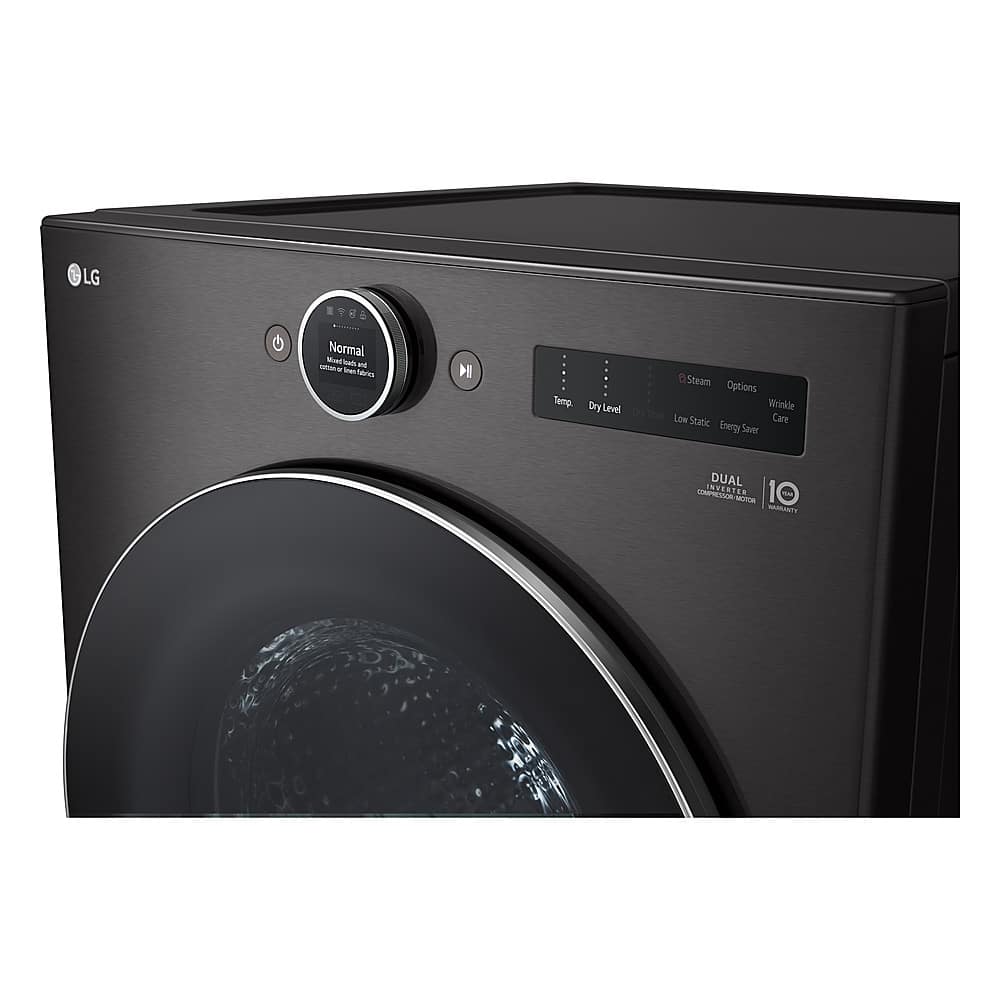 LG - 7.8 Cu. Ft. Stackable Smart Electric Dryer with Ventless Heat Pump Technology - Black Steel