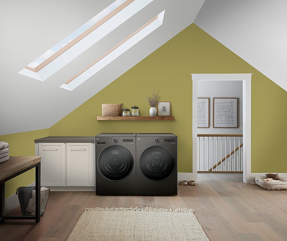 LG - 7.8 Cu. Ft. Stackable Smart Electric Dryer with Ventless Heat Pump Technology - Black Steel