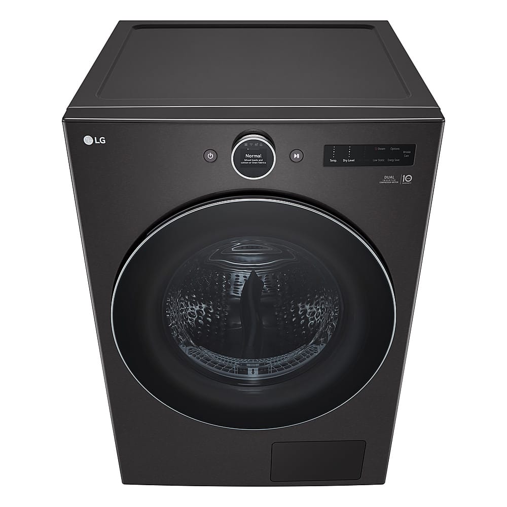 LG - 7.8 Cu. Ft. Stackable Smart Electric Dryer with Ventless Heat Pump Technology - Black Steel