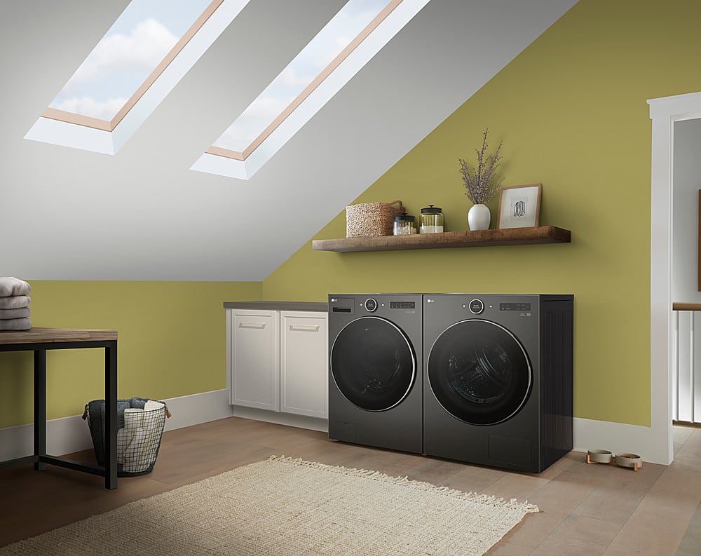 LG - 7.8 Cu. Ft. Stackable Smart Electric Dryer with Ventless Heat Pump Technology - Black Steel
