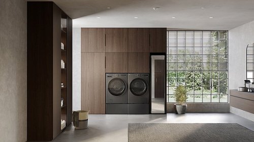 LG - 7.8 Cu. Ft. Stackable Smart Electric Dryer with Ventless Heat Pump Technology - Black Steel