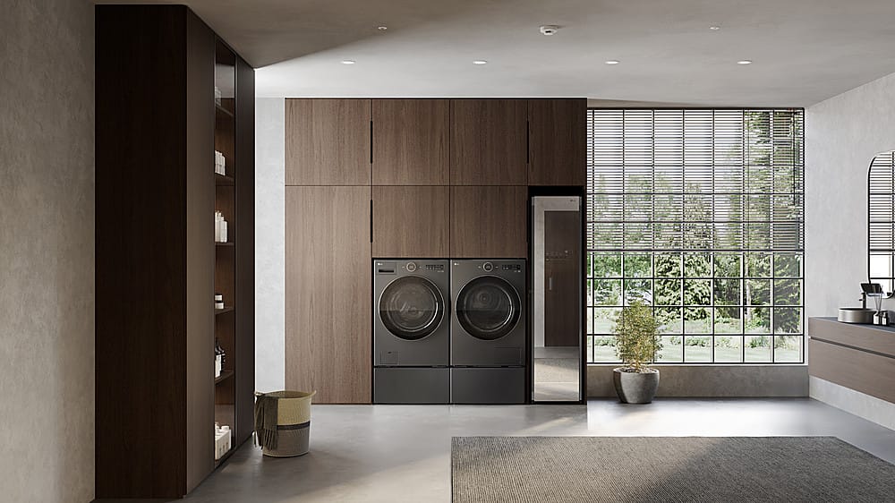 LG - 7.8 Cu. Ft. Stackable Smart Electric Dryer with Ventless Heat Pump Technology - Black Steel