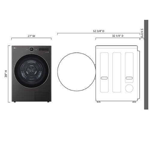 LG - 7.8 Cu. Ft. Stackable Smart Electric Dryer with Ventless Heat Pump Technology - Black Steel