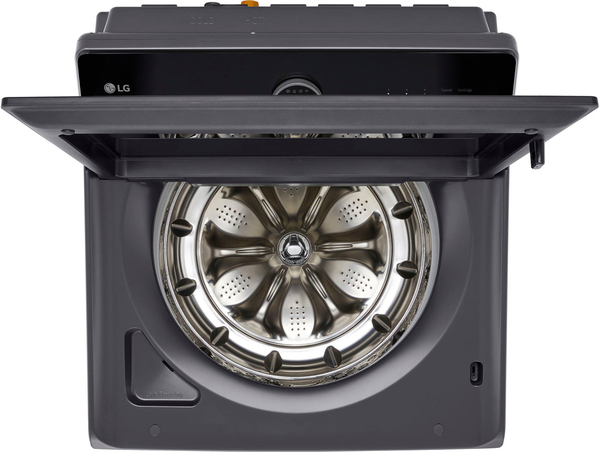 LG - 5.5 Cu. Ft. High Efficiency Smart Top Load Washer with EasyUnload - Matte Black