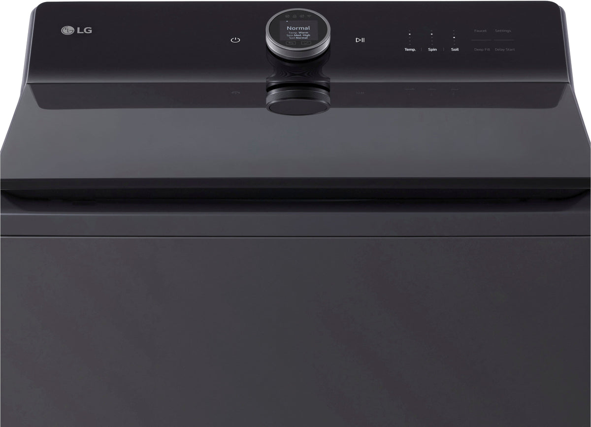 LG - 5.5 Cu. Ft. High Efficiency Smart Top Load Washer with EasyUnload - Matte Black