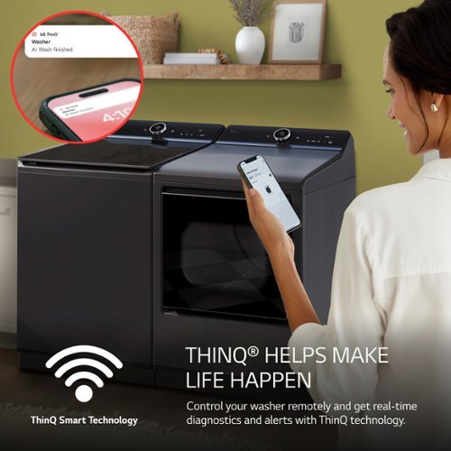 LG - 5.5 Cu. Ft. High Efficiency Smart Top Load Washer with EasyUnload - Matte Black
