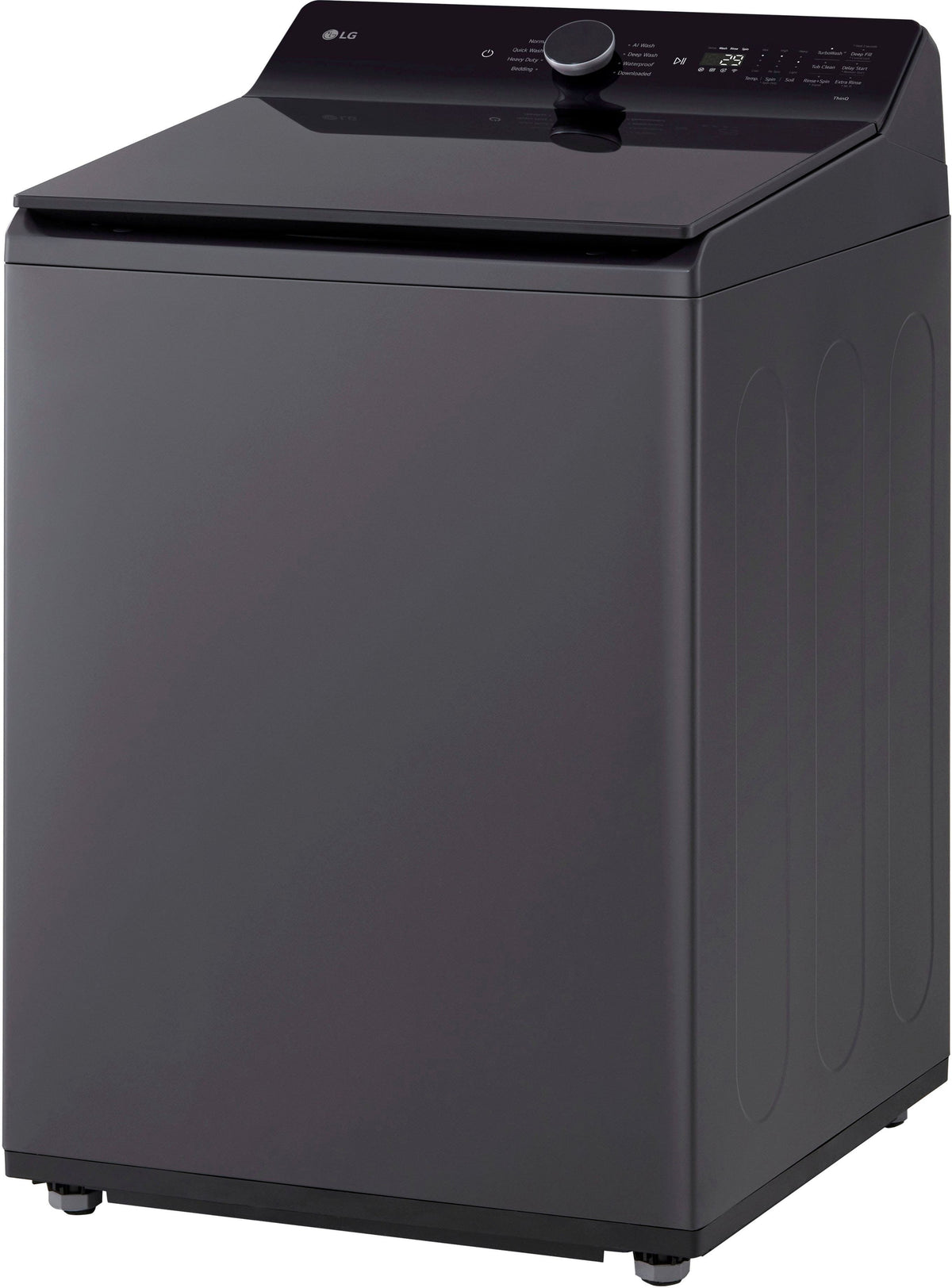 LG - 5.5 Cu. Ft. High Efficiency Smart Top Load Washer with EasyUnload - Matte Black