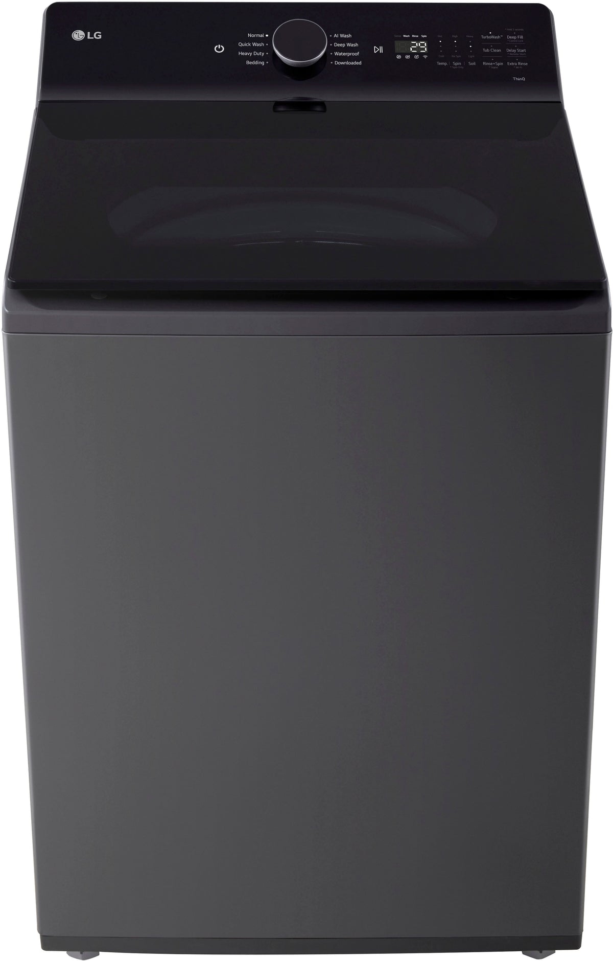 LG - 5.5 Cu. Ft. High Efficiency Smart Top Load Washer with EasyUnload - Matte Black