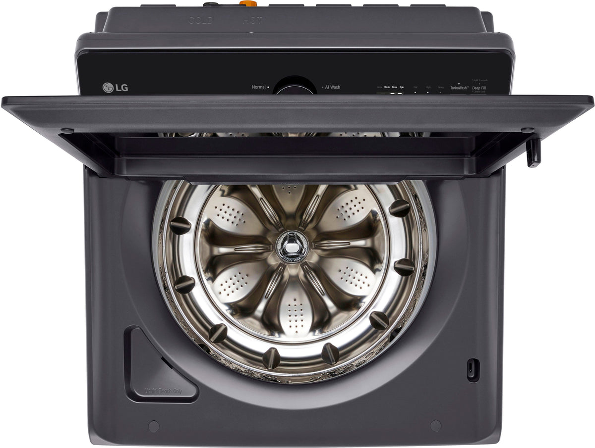 LG - 5.5 Cu. Ft. High Efficiency Smart Top Load Washer with EasyUnload - Matte Black