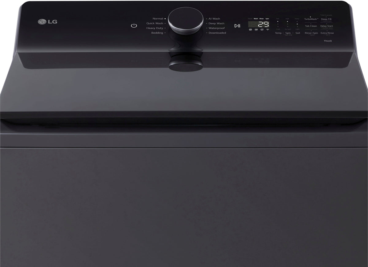 LG - 5.5 Cu. Ft. High Efficiency Smart Top Load Washer with EasyUnload - Matte Black