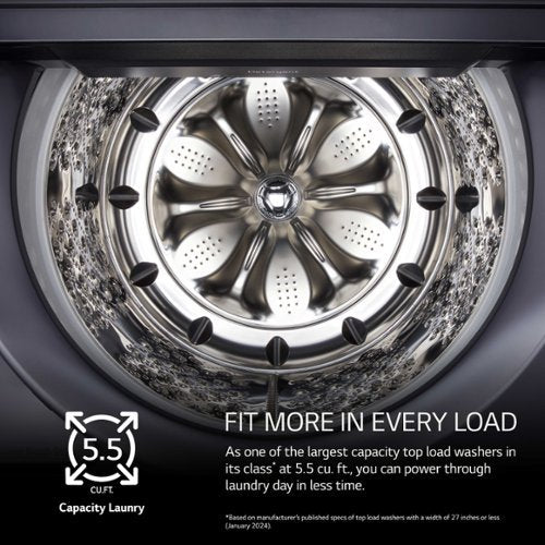 LG - 5.5 Cu. Ft. High Efficiency Smart Top Load Washer with EasyUnload - Matte Black