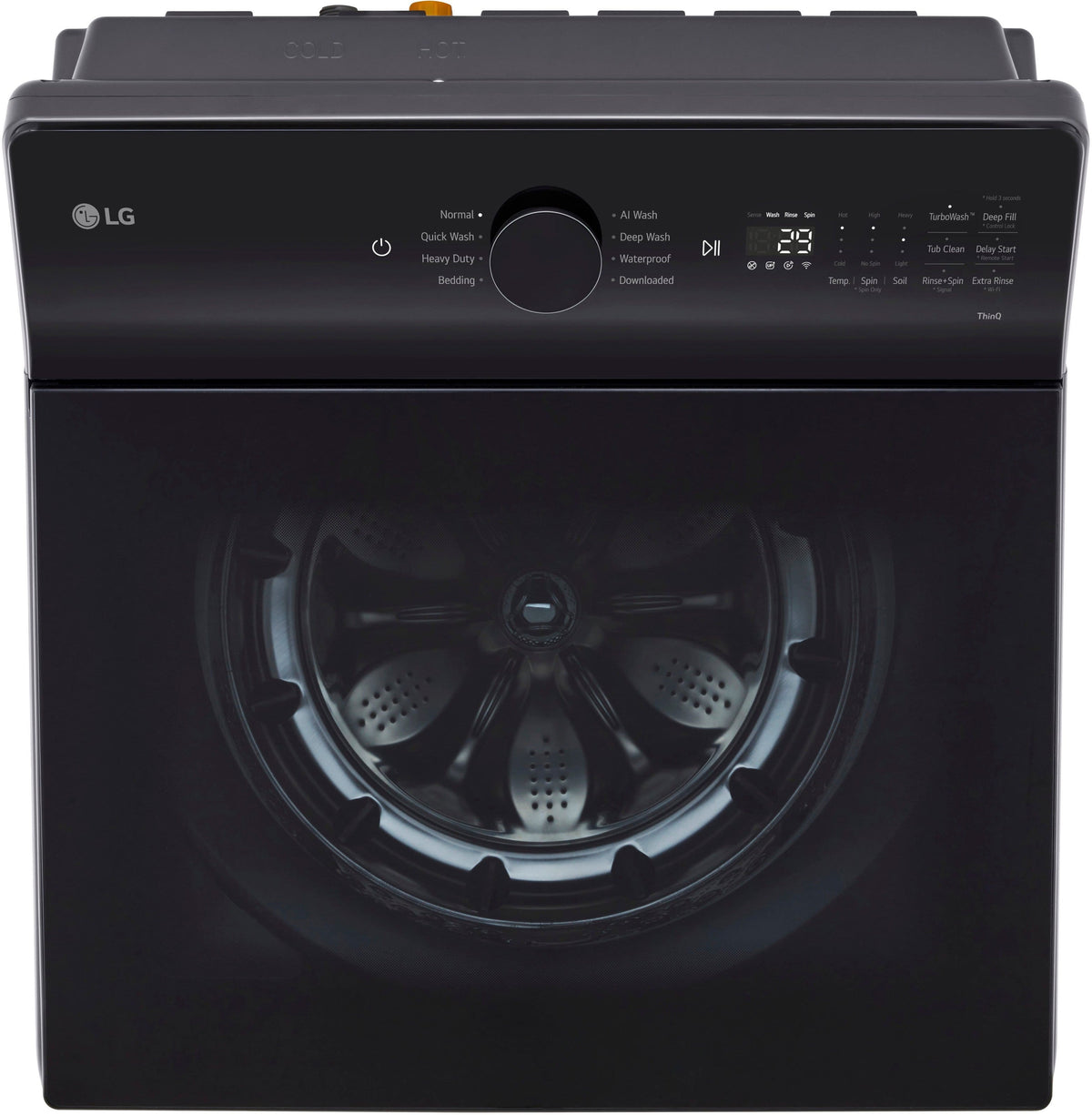 LG - 5.5 Cu. Ft. High Efficiency Smart Top Load Washer with EasyUnload - Matte Black