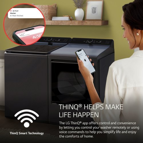 LG - 5.5 Cu. Ft. High Efficiency Smart Top Load Washer with EasyUnload - Matte Black
