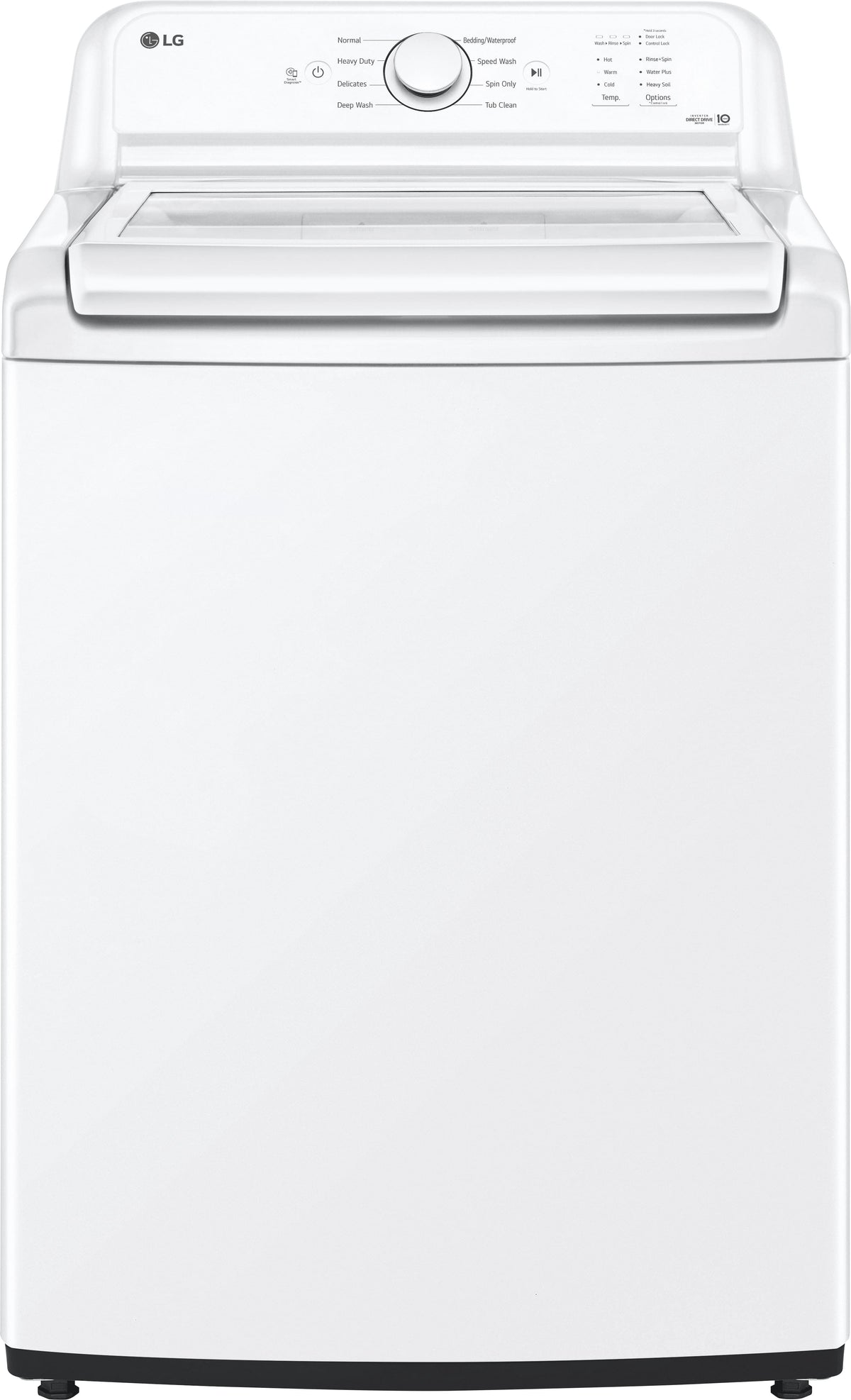 LG - 4.3 Cu. Ft. High-Efficiency Top Load Washer with SlamProof Glass Lid - White