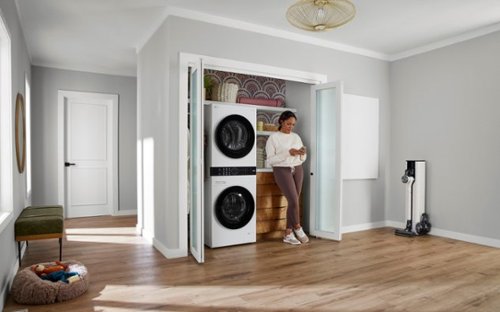 LG - 2.4 Cu. Ft. HE Smart Front Load Washer and 4.2 Cu. Ft. Electric Dryer WashTower wSteam and Ventless Heat Pump Technology - White