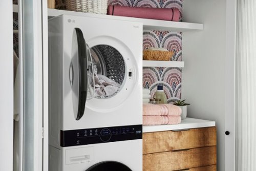 LG - 2.4 Cu. Ft. HE Smart Front Load Washer and 4.2 Cu. Ft. Electric Dryer WashTower wSteam and Ventless Heat Pump Technology - White