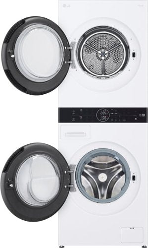 LG - 2.4 Cu. Ft. HE Smart Front Load Washer and 4.2 Cu. Ft. Electric Dryer WashTower wSteam and Ventless Heat Pump Technology - White