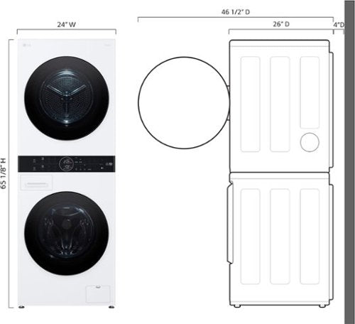 LG - 2.4 Cu. Ft. HE Smart Front Load Washer and 4.2 Cu. Ft. Electric Dryer WashTower wSteam and Ventless Heat Pump Technology - White