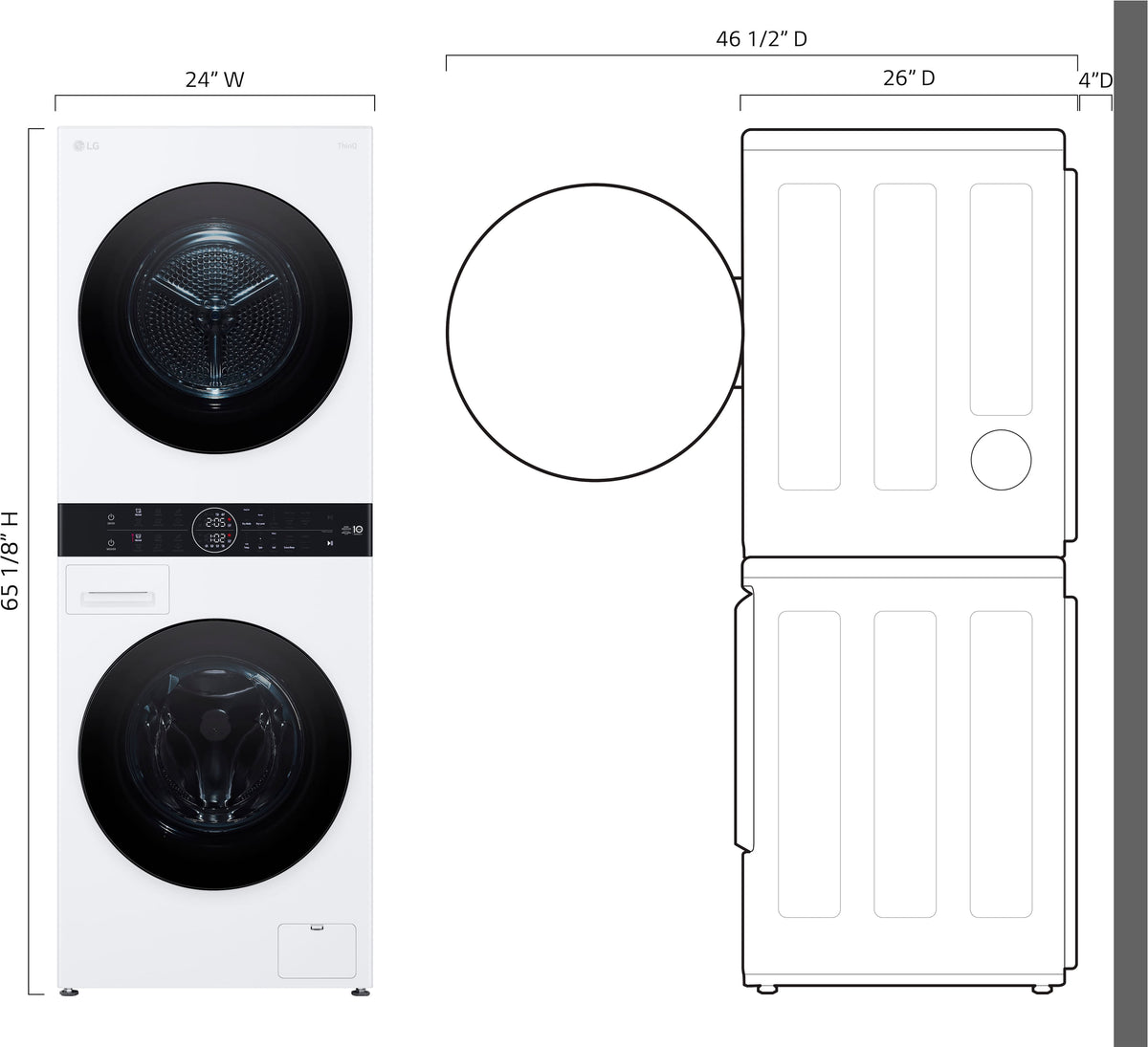 LG - 2.4 Cu. Ft. HE Smart Front Load Washer and 4.2 Cu. Ft. Electric Dryer WashTower wSteam and Ventless Heat Pump Technology - White