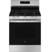 GE - 30 in. Wide 5 Burners 5.3 Cu. Ft. Freestanding Gas Range with Self-Clean and Steam Cleaning Option and Crisp Mode - Stainless Steel