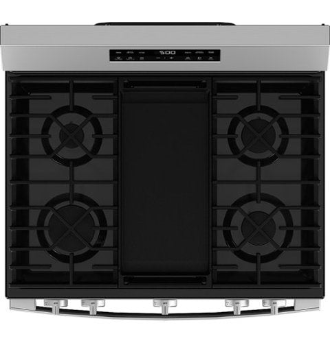 GE - 30 in. Wide 5 Burners 5.3 Cu. Ft. Freestanding Gas Range with Self-Clean and Steam Cleaning Option and Crisp Mode - Stainless Steel