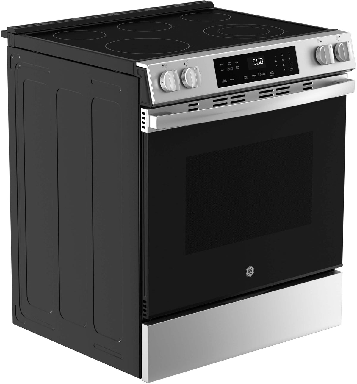 GE - 30 in. Wide 5 Elements 5.3 Cu. Ft. Slide-In Electric Range with Self-Clean and Steam Cleaning Option and Crisp Mode - Stainless Steel