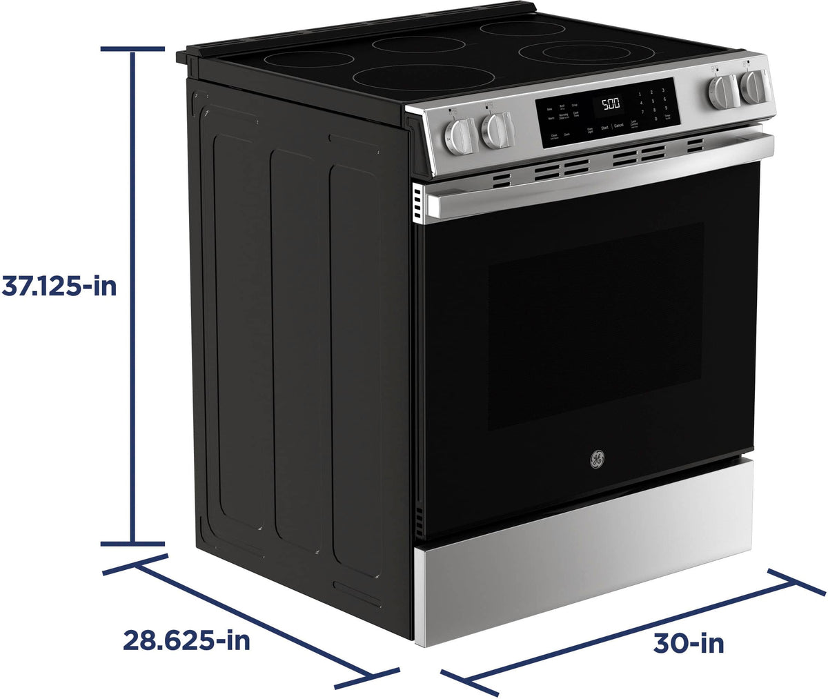GE - 30 in. Wide 5 Elements 5.3 Cu. Ft. Slide-In Electric Range with Self-Clean and Steam Cleaning Option and Crisp Mode - Stainless Steel