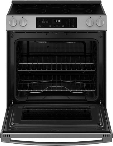 GE - 30 in. Wide 5 Elements 5.3 Cu. Ft. Slide-In Electric Range with Self-Clean and Steam Cleaning Option and Crisp Mode - Stainless Steel