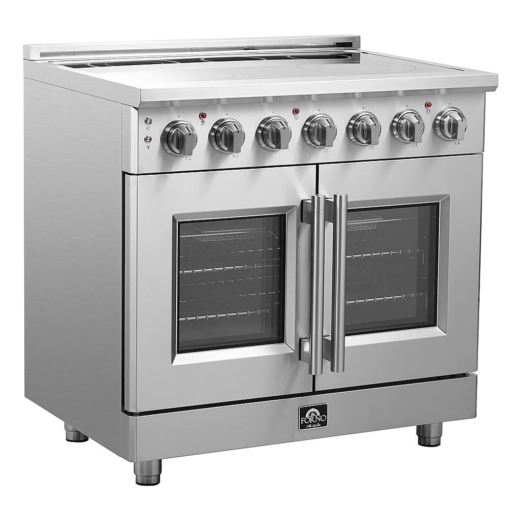 Forno Appliances - 36 in. Wide 5 Elements Massimo 5.36 Cu. Ft. Freestanding Electric Range with French Doors - Stainless Steel