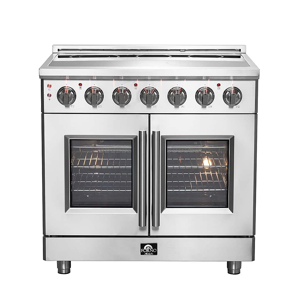 Forno Appliances - 36 in. Wide 5 Elements Massimo 5.36 Cu. Ft. Freestanding Electric Range with French Doors - Stainless Steel